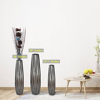 Amazon.co.jp: TDIAVH セラミックシルバーフロア花瓶 高さ24